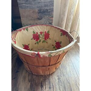 Vintage Large Split Slat Wood Bushel Orchard Basket Rustic Farmhouse Decor
